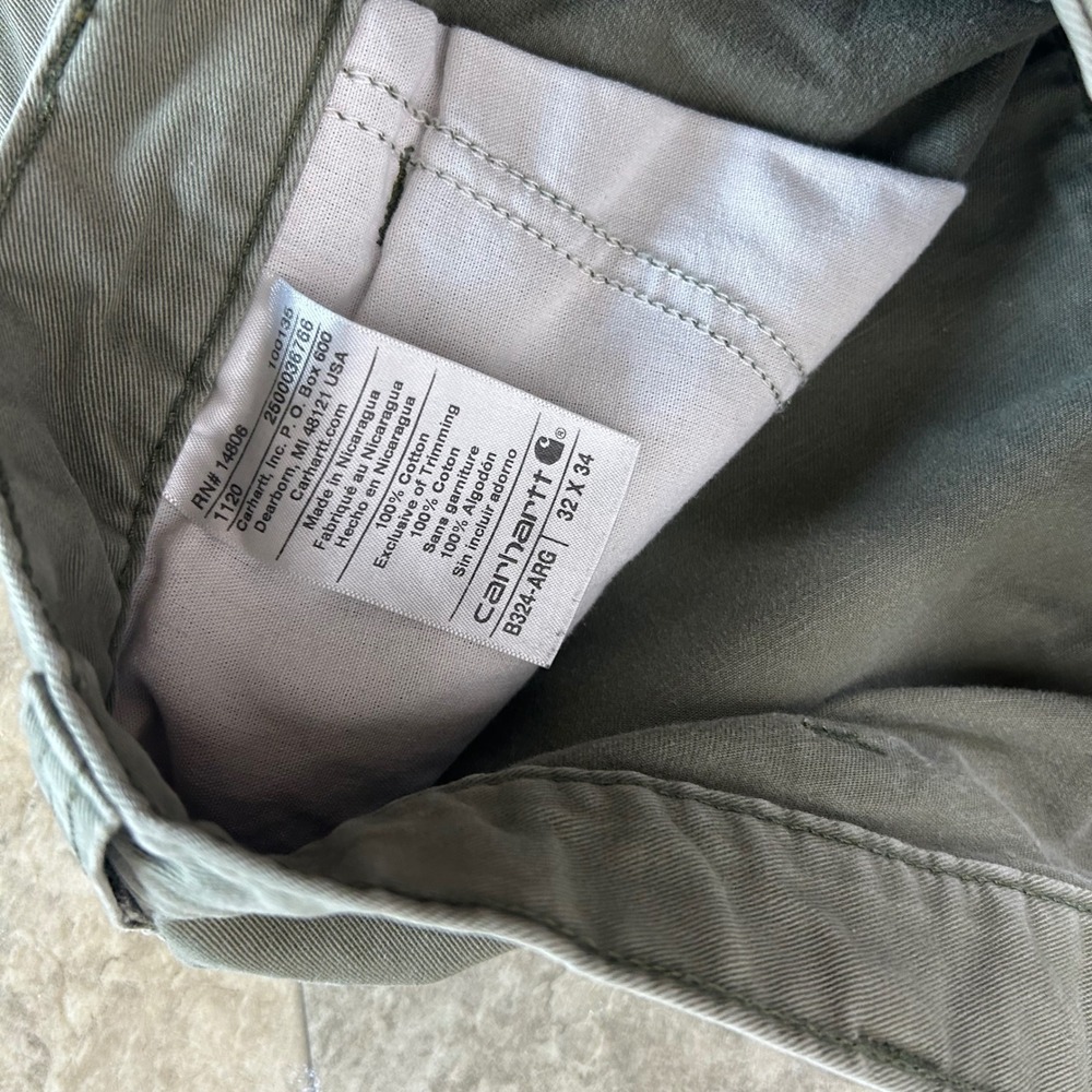 Carhartt Carpenter Work Pants Mens 32x34 Moss Green Canvas Utility - Picture 8 of 11